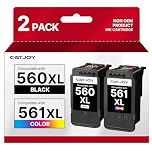 CATJOY 560 561XL Replacement for Canon 560 561 Ink Cartridges PG-560XL CL-561XL for Canon Pixma TS7451 TS7450 TS5350 TS5351 TS5350a TS5351 TS5352 Printer (Black Colour,2 Pack)