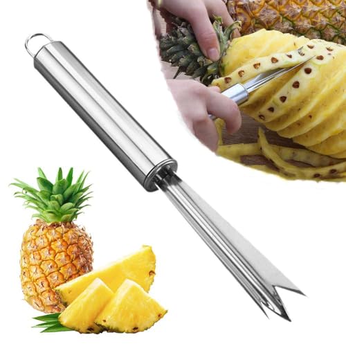 Sbucciatore per ananas in acciaio inossidabile, per rimuovere semi di ananas, in acciaio inox, a forma di V, strumento per rimuovere il torsolo per fragole e pomodori (1 pezzo)