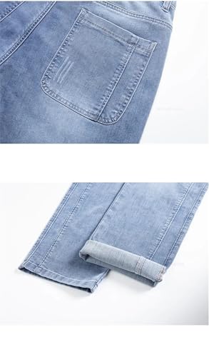 Men's Summer Thin Stretch Elastic Waist Business Straight Denim Trousers Classic Baggy Jeans3