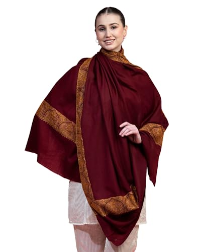 Écharpe fine en cachemire bordeaux pour femme - Étole légère 71x203cm