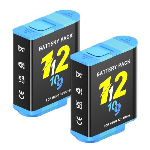 2 Baterías Hero 12 para viajes largos y vlogs intensos con cámaras Hero 11 10 y 9 de 3,85 V 1