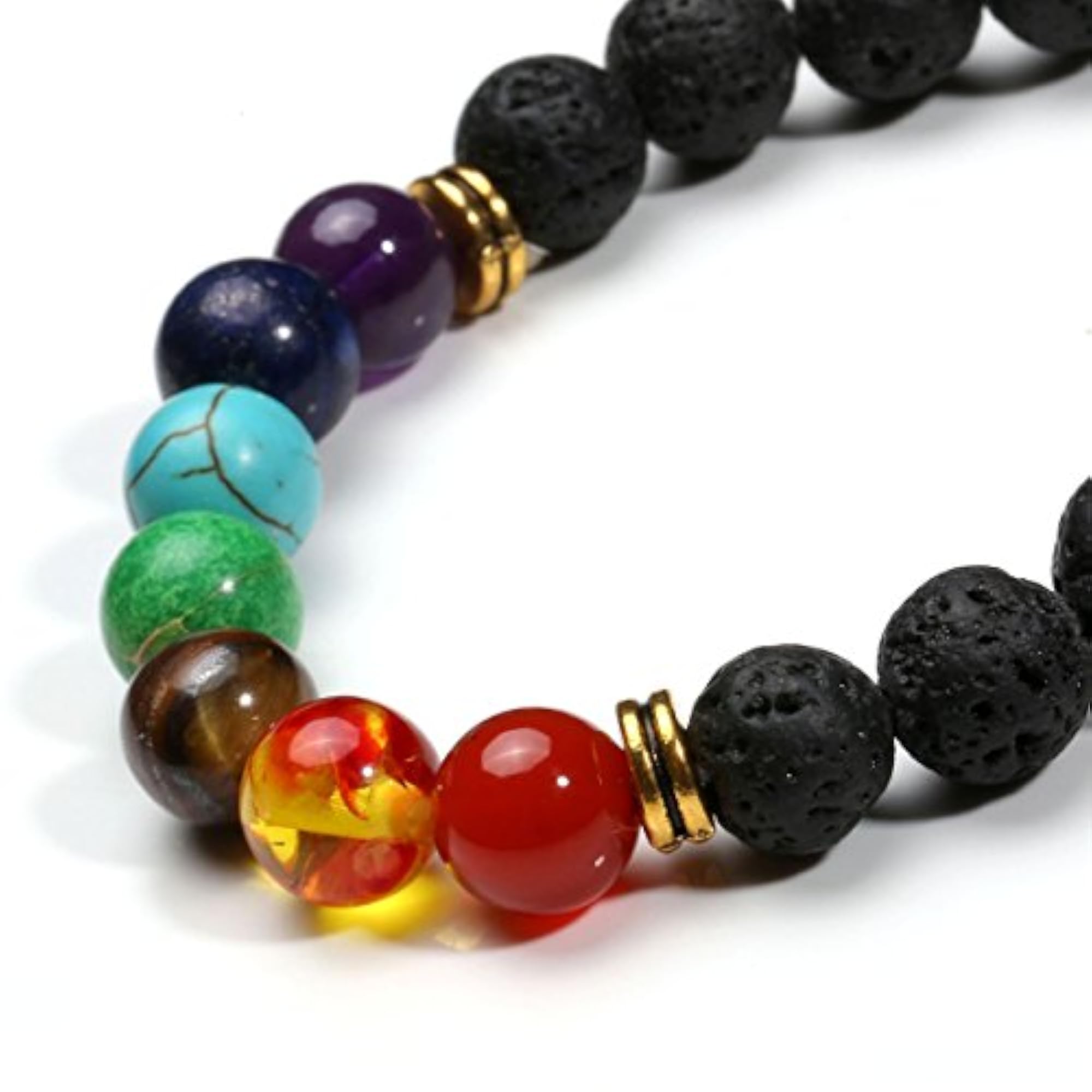 7 Chakra Lava Rock Bracelet, Reiki Healing