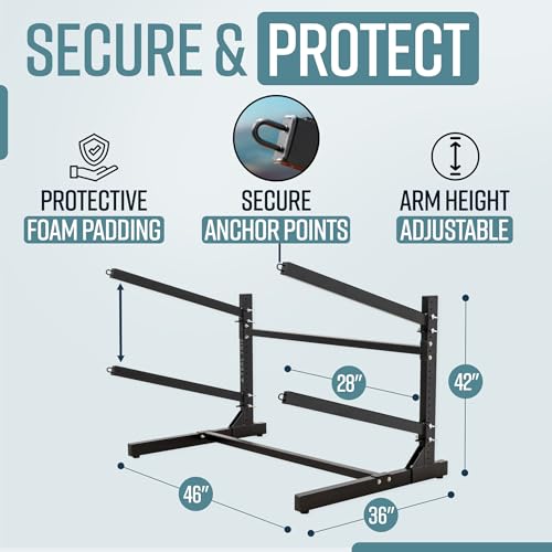 Image of Teal Triangle Adjustable Freestanding Kayak Storage Rack, Holds 2 Kayaks