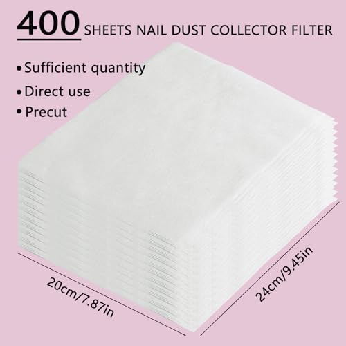 400 hojas de filtro desechable para colector de polvo de uñas miniatura 2