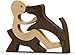 Jognee Handgefertigte Holzstatue, Welpen-Holzschnitz-Ornamente, herzerwärmendes Geschenk für Hundeliebhaber, Bastelfigur, Holz, kleine Dekorationen für Zuhause, Büro, Wohnzimmer (A – Männer + Hund)