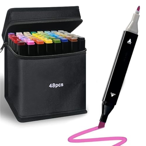 VIKIBO 48 Colors Alcohol Markers Set, Dual Tips Blender Art Markers for Drawing Sketching Booking Coloring Artist