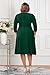 Runwind Women’s Plus Size Midi Dress 3/4 Sleeve Fit and Flare Cocktail Dresses Casusl V-Neck Dress with Pockets Green