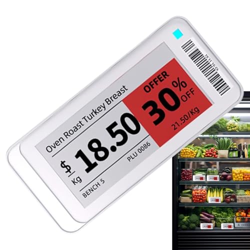 Etiqueta Electrónica de Estante | Carteles Impermeables Inalámbricos | Pantalla E Ink,Para Tiendas Oficinas Restaurante Interior Exterior Biblioteca Garaje Vacaciones