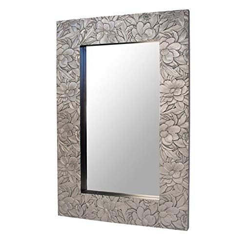 Miroir mural argenté sculpté DRW 75x95 cm raffinement chic - 3