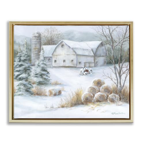 Country Barn Snow Scene, 24 x 30 Inch Canvas in Floater Frame