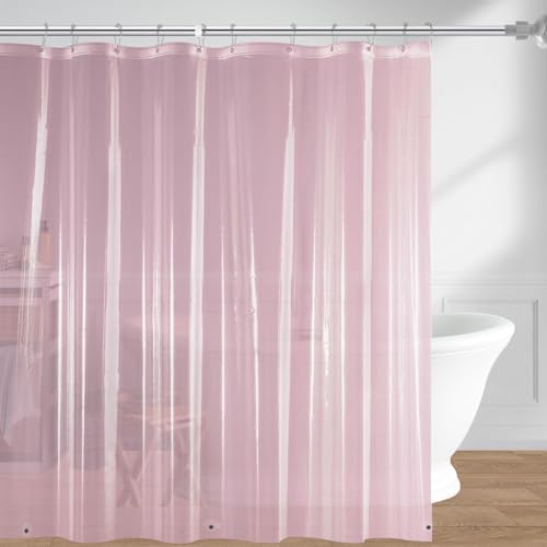 downluxe Shower Curtain Liner PEVA Plastic Shower Liner with 3 Magnets 72 x 72 Waterproof Bathroom Curtain Pink 1 Pack