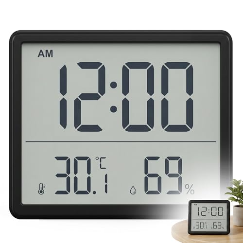 Termohigrómetro Digital Lcd, Reloj Despertador Con Medidor De Temperatura Y Humedad, Reloj 12 24h, Conmutable , Funciona Con Batería, Monitor De Clima Interior Para Oficina, Escuela, Cocina, Hogar