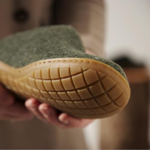 Image of Glerups 100% quality wool mix Slipper with rubber sole - Unisex Slip-on