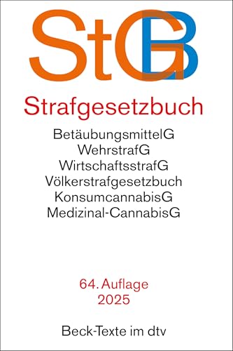 Strafgesetzbuch: mit Einführungsgesetz, Völkerstrafgesetzbuch, Subventionsgesetz, Wehrstrafgesetz, Wirtschaftsstrafgesetz, Betäubungsmittelgesetz, ... dem Jugendgerichtsgesetz, (Beck-Texte im dtv)