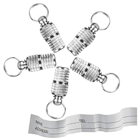 Homkeen Pet ID Tag, 5 Piece Anti-Lost Puppy Label, ID Name Tags for Cat Puppy Pet Barrel Tube for Pet Collar with Address Name Label, Silver Cover