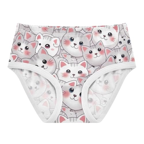 Toddler Girls Underwear 2t Cotton Panties Little Girl Fancy Briefs Girls Undies Cartoon Cats White Pink Kittens