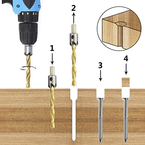 Countersink Drill Bit Set Counter Sink Bit Woodworking Carpentry Reamer Round Shank With Hex Key, 5mm - Image 4