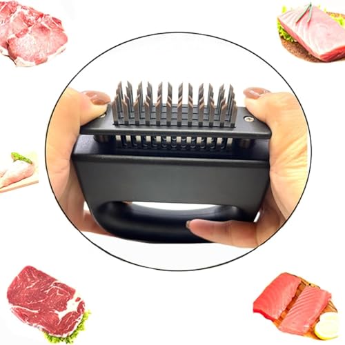 Image of Meat Tenderizer with 48 Stainless Steel Ultra Sharp Needle Blades, Kitchen Cooking Tool Best for Tenderizing, BBQ, Marinade