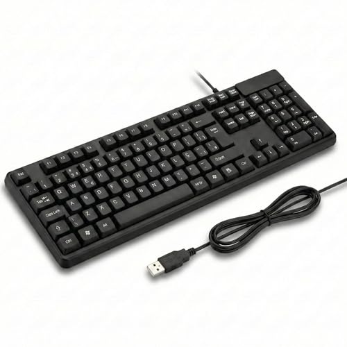 Teclado com Fio USB ABNT2 para PC e Notebook – Digitação Silenciosa, Conforto Ergonômico, Perfil Slim, Teclas Macias, Plug & Play, Alta Durabilidade, Ideal para Escritório, Estudos e Uso Diário
