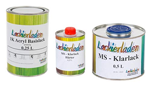 Lackierladen Autolack 1,0 Liter Set MS Klarlack Härter Wunschfarbe spritzfertig Seat LB5N / 7D / 738 Indigoblue Effect