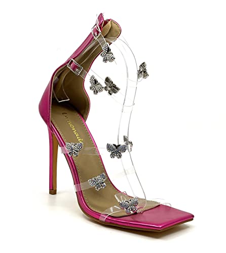 LEMONADE Women's Open Toe High Ankle Strap High Heels Stiletto Sandals