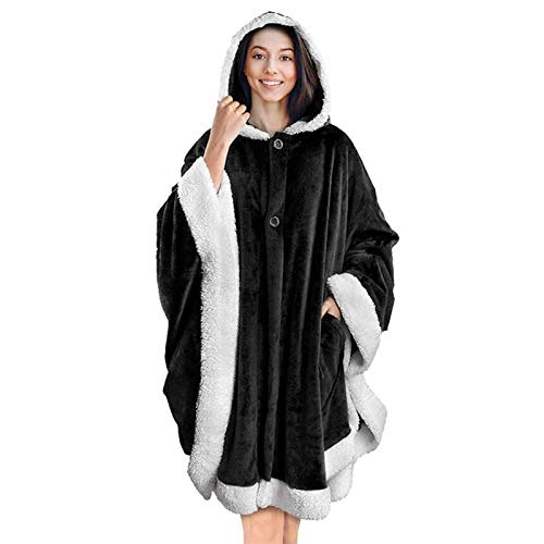 SmallPocket Hoodie-Decke Ultraweiche Flanell-Lammwolle Tragbare Übergroße Kapuzen-Taschen-Decke, Einheitsgröße