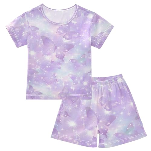 ALAZA Star Butterfly Pajamas Short Sleeve 2 Piece Sleepwear Top and Bottom Pajama Set Unisex