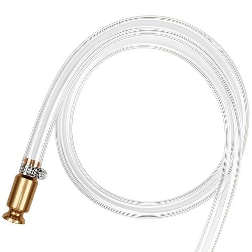 Gas Siphon Hose Pump 4.92FT Siphon Hose 1/2 Valve Virgin Grade Featuring Metal Buckles Portable Gasoline Transfer Pump for Water Gas Oil Petrol Diesel Fuel Siphon Pump