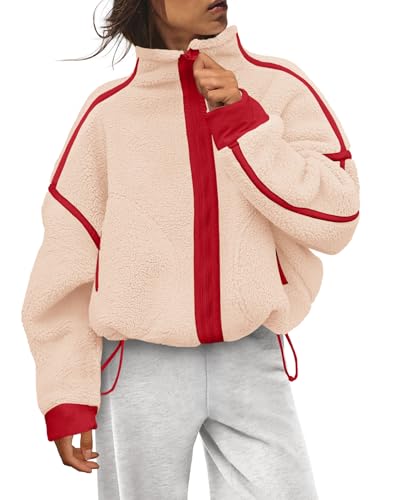 Amazon.com: LAMISSCHE Zip up Fleece Jacket Women Long Sleeve