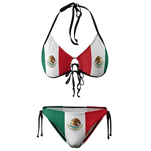 Haiti Flag Bikini Swimsuit Two Piece Summer Swimwear Halter Padded Top Tie Bottom Triangle Bikini Bathing Suit3