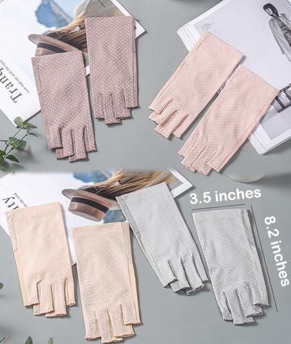 Eohak Women Driving Gloves Sun UV Protection Summer Outdoor Hiking UPF 50+ Glove Touchscreen Half-Finger Glove