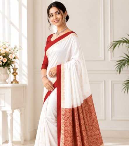 Image of Women's Glory Banarasi Satin Silk Saree with Embroidery Design