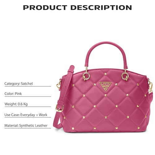 Image of Lavie Signature Women's Stud Lima Satchel Handbag | Satchel Bag for Work | Ladies purse | Stylish Shoulder Bag | Gift For Women
