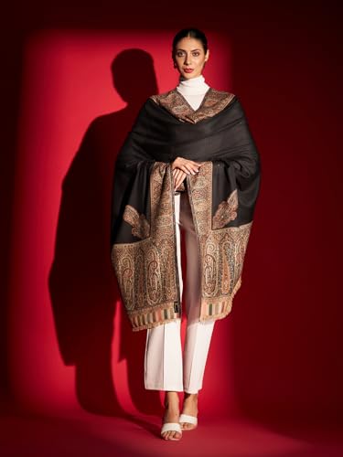 Zamour Women Kani Kashmiri Mughal Weave Large Shawl Wrap in Soft Wool Material 40x80 inches2