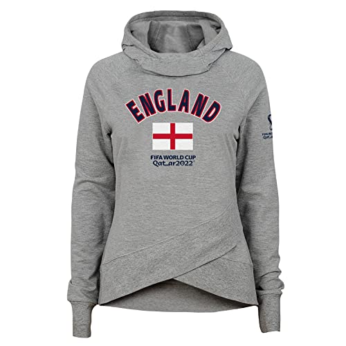 Official FIFA World Cup 2022 Snood Neck Hoodie , Girls, England, Age 12-13 Heather Grey, 12-13 Years