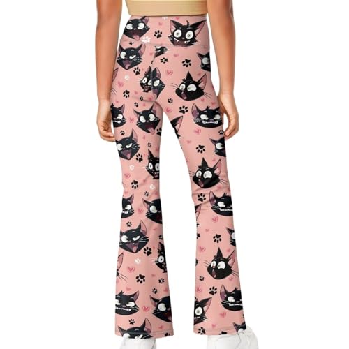 Image of Girls Leggings Floral Print High-Waisted Flared Pants 5-14 Years