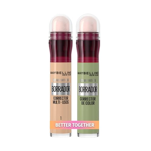 Maybelline New York, Kit de Maquillaje: Borrador Corrector Multiusos 01 Light + Borrador Corrector Multiusos Green