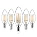 Produktbild Reteck 5er Pack E14 Kerze LED Lampe,4W ersetzt 40 Watt, Farbwiedergabeindex CRI 95+, 450LM, Warmweiß 2700K, Glas, E14 Glühfaden Classic kerzenlampe, kerzenform e14 led birne