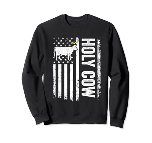 Holy Cow USA American Flag Cattle Vintage Dairy Farmer Sweatshirt