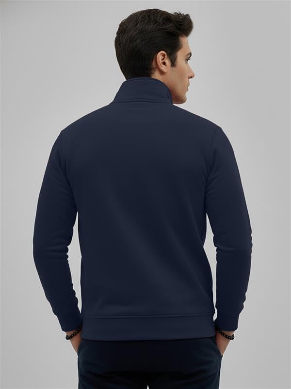 Image of LEOTUDE Men High Neck Zipper Full Sleeve Cotton Knitted Winter Sweater for Man (Color Black)