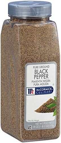 McCormick Culinary Pure Ground Black Pepper, 18 oz - One 18 Ounce Container of Bulk Black Pepper Finely Ground, Perfect for Chefs and Pepper Shaker Refills