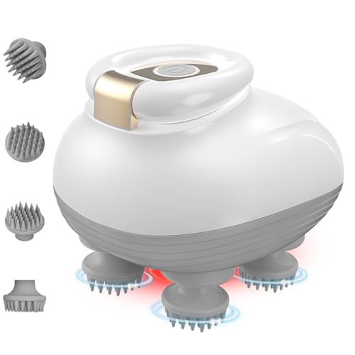 Image of TISSCARE Scalp Massager, Electric Head Massager for Scalp, 3 Speed Modes, Red Light Therapy for Hair Growth, Rechargeable Handheld Portable Body & Head Scratcher Massage Machine, Gift for Women Men