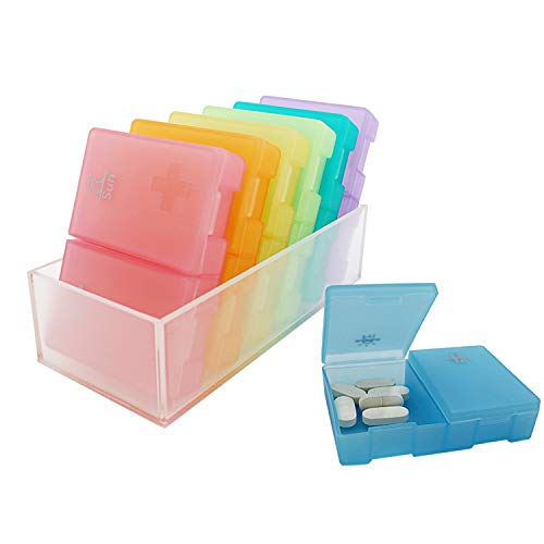 Pastillero Caja Organizar 7 días Pill Case Planner Weekly Organizador de píldoras de viaje diario portátil