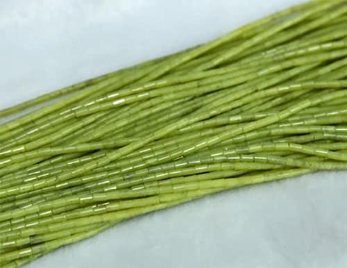 Jade olive de Corée : perles tubes naturelles pour bijoux d'exception - 2