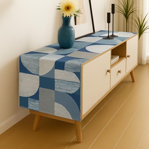 WWW.THROWPILLOW.IN Geometric Print TV Unit Runner 13x60|Fits 4 FT Center Table, Coffee Table Living Room, TV Console, Dresser,Shoe Cabinet, Patio Table, Shelf Unit, Entrance Foyer Mudroom Cabinet