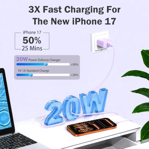 Image of iPhone 17 16 15 Long Charger Fast Charging,20W iPad USB C Wall Charger Block with 6FT USB C to C Cable Cord for iPhone 17 /Pro /Pro Max /17 Air / 16 /16 Pro /16 Pro Max /15 /Plus /Pro /Pro Max