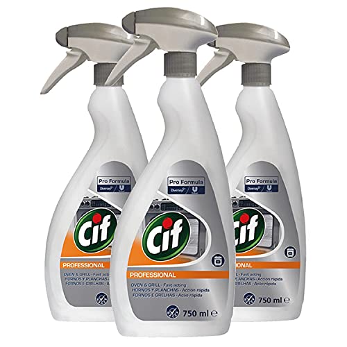 Cif Professional Formula Oven & Grill - Fast Acting Cleaning Spray, 3 Packs of 750 ml