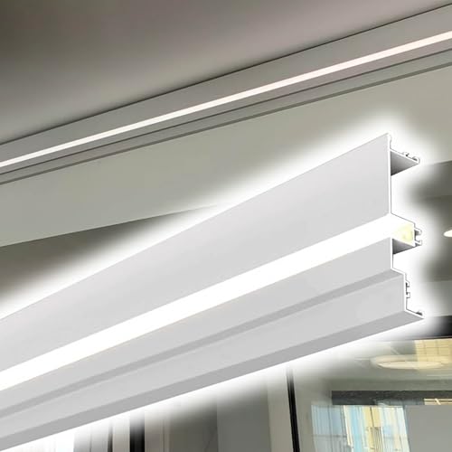 JYHHCYS LED Channel System 1m to 50m, Aluminum Channel Baseboard for Conceal LED Strip Light, LED Strip Lights Diffuser/Indirect Lighting Skirting Boards with Cover(White H-15cm/5.9in,L 11m/36ft)
