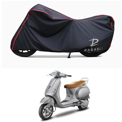 Image of Waterproof Bike Body Cover Compatible for | Vespa VXL 125 BS6 | Taffeta Fabric, Red Piping Design, Bottom Elastic Fit | Dustproof, Sun UV & Rain Protection for All Bikes