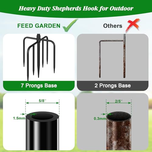 image for FEED GARDEN Adjustable Shepherd Hook Bird Feeder Pole with 7 Prongs Ba